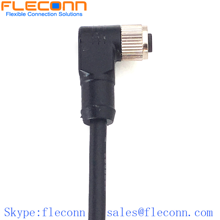 M8 4-Position Female Connector Cable M8 4-Position 90 Degree Angle Molded Female Connector Cable