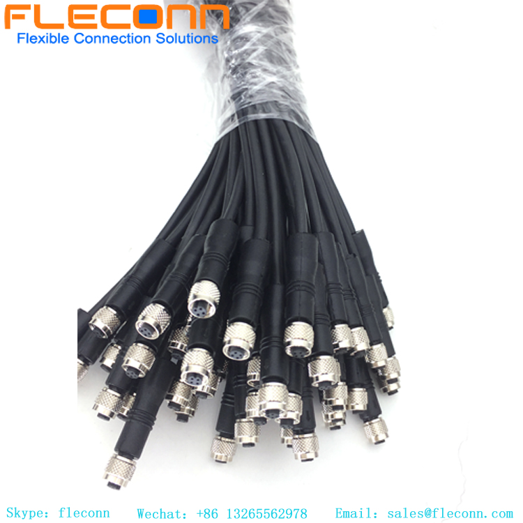 IP67 Waterproof M5 2 3 4 Pin Cable, Male, Female 0.25mm2x4C PUR Jacket Cable