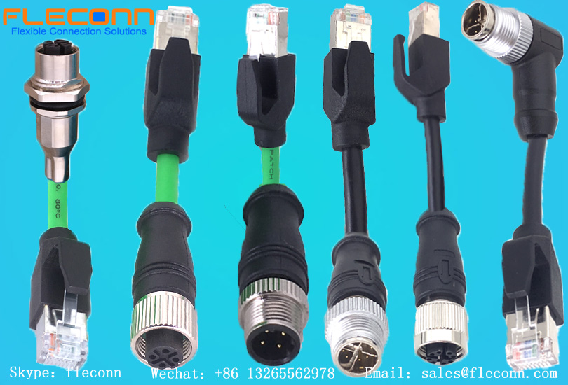M12 Female To Rj45 Cable FLECONN can provide IP66 waterproof M12 8-bit X-coded female to RJ45 Ethernet cables for power and signal transmission connections.