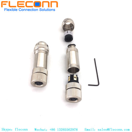M8 Straight Shielded Connector, 3 4 5 6 8 Pin Female Connector