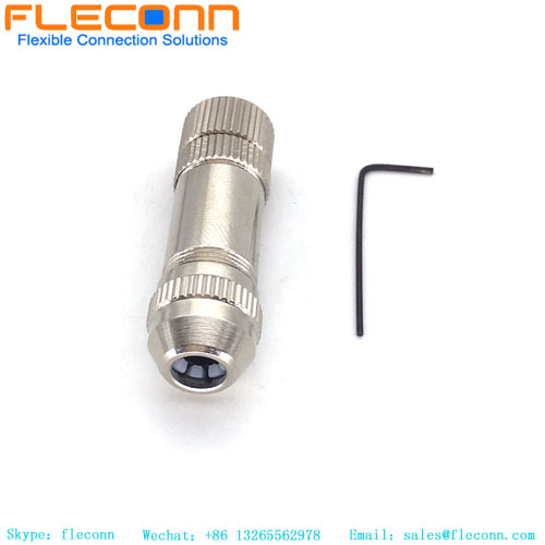M8 4 Pin Female Connector, Metal Shielded, Field Wireable Cable Connector