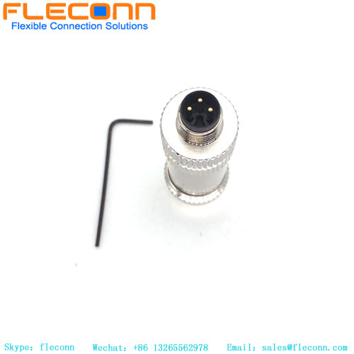 M8 3 Pin Male Straight Metal Connector