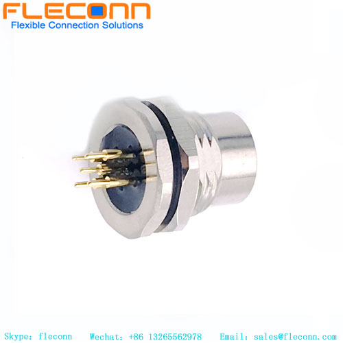 M12 5 Pin Female Panel Mount Waterproof Metal Socket