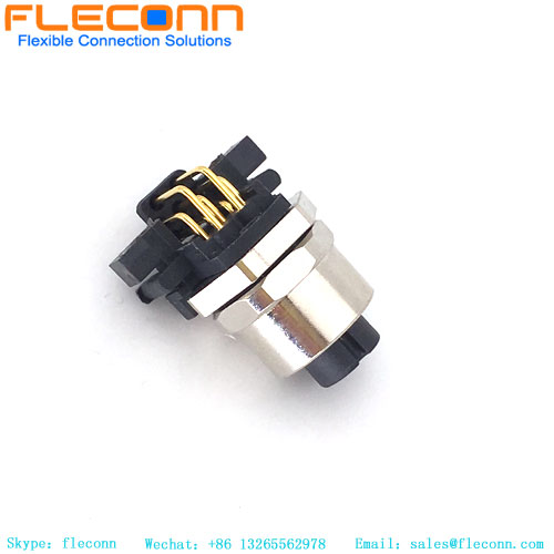 M12 A-Code 8 Pin Female Panel Mount Connector