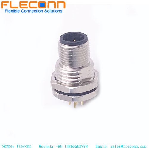 M12 A-Coded Male Panel Mount Connector