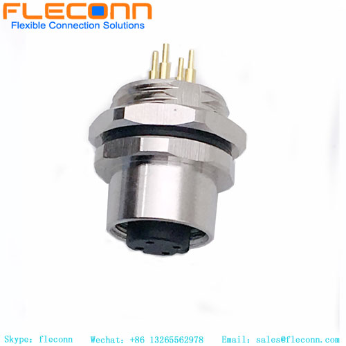 M12 4 Pin D-Coded Panel Mount Connector