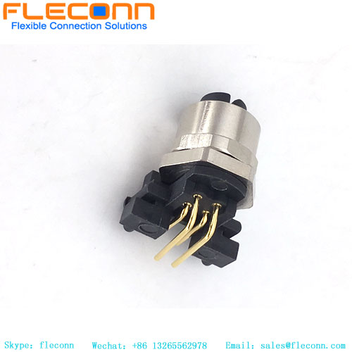 M12 4 Pin Female 90 Degree Right Angle Panel Mount Connector