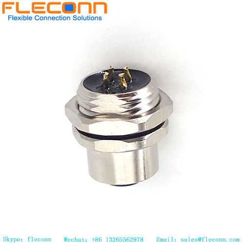 M12 4 Pos A-Coding Female Panel Mount Connector
