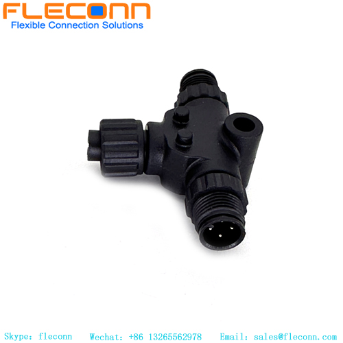 Marine IP67 Waterproof M12 T-shape Splitter Male to Female Connector Marine IP67 Waterproof M12 T-shape Splitter Male to Female Connector