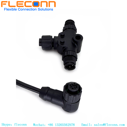 M12 T-Connector Splitter, 1xFemale to 2xMale Plug M12 T-Connector Splitter, 1xFemale to 2xMale Plug