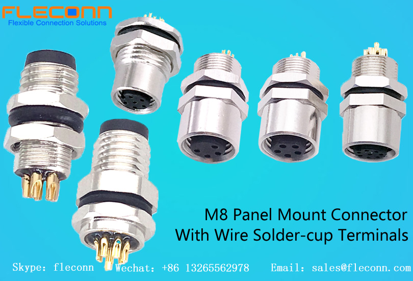 M8 connector is classified as m8 field wireable cable connector, m8 molded cable connector, m8 pcb connector, m8 panel mount connector with wire solder cup terminals