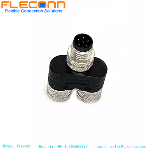 M12 4 pin A-coding T-Splitter Adapter M12 Plug Sensor Splitters M12 4 pin A-coding T-Splitter Adapter M12 Plug Sensor Splitters