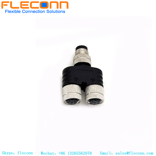 Marine IP67 Waterproof M12 T-shape Splitter Male to Female Connector Marine IP67 Waterproof M12 T-shape Splitter Male to Female Connector