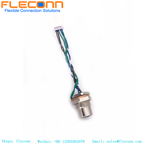 M8 6 Pin Front Fastening Connector With JST Connector Wire Harness