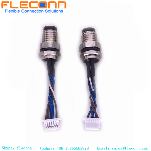 M8 A Coding 6pin Male Rear Fastened Panel Mount Connector Cable M8 A Coding 6pin Male Rear Fastened Panel Mount Connector Cable