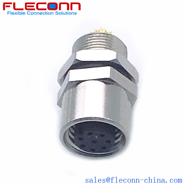M8 8 Pin Female Panel Mount Connector, Rear Fastoning Thread M8x0.5 M8 8 Pin Female Panel Mount Connector, Rear Fastoning Thread M8x0.5