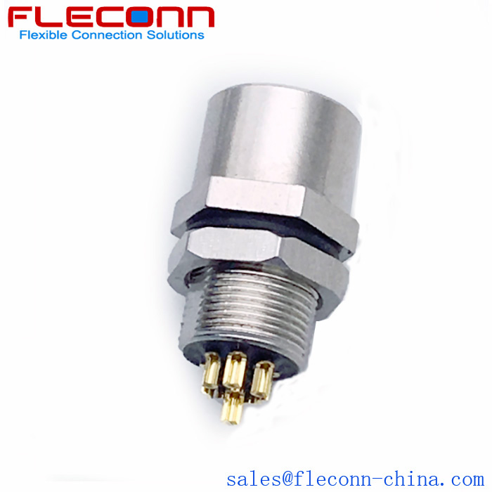 M8 A-coded 8 Position Female Panel Connector with Rear Fastening Thread M8 A-coded 8 Position Female Panel Connector with Rear Fastening Thread