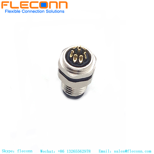 M8 8 Pin Front Fastened Mount Connector