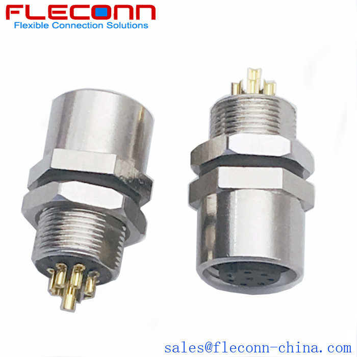 M8 8 Pin Female Panel Mount Connector, Rear Fastening Thread M8x0.5