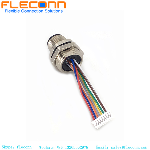 M12 8 Pin Front Panel Mount Connector With Cable