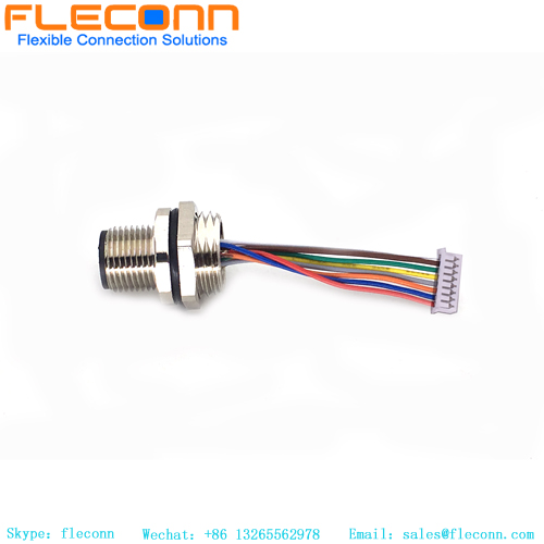 M12 8 Pin Front Panel Mount Connector With Cable