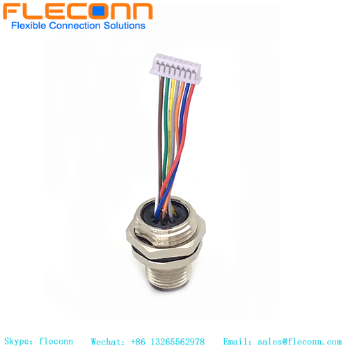 M12 8 Pin Front Panel Mount Connector With Cable