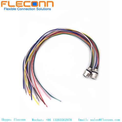 M12 8 Pin A-coded Female Panel Mount Connector Wire Harness