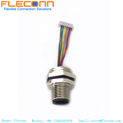 M12 8 Pin Front Panel Mount Connector With Cable