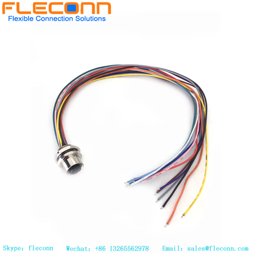 M12 12 Pin Front Panel Mount Connector With Cable