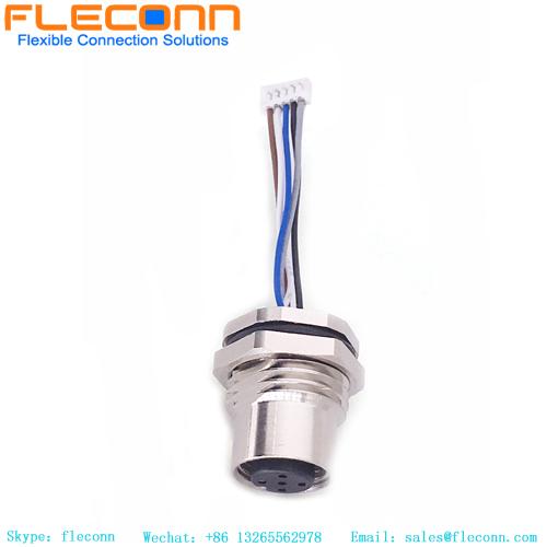 M12 A Coding 5 pins Male Front Fastened Connector With Thread With Wire M12 A Coding 5 pins Male Front Fastened Connector With Thread With Wire