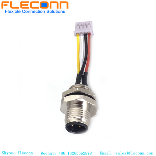 M12 4 Pin Male Front Mount Connector To JST Series Connector Cable