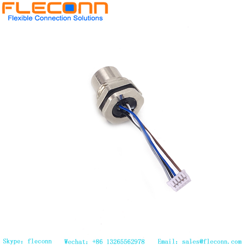 M12 5 Pole Panel Mount Connector, Rear Mount, 24AWG M12 5 Pole Panel Mount Connector, Rear Mount, 24AWG