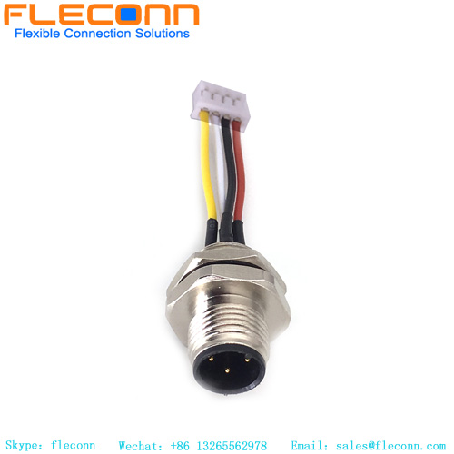 M12 4 Pin Male Front Mount Connector To JST Series Connector Cable