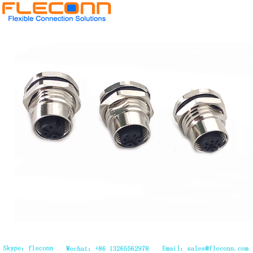 M12 3 4 5 Pin PCB Panel Mount Connector M12 3 4 5 Pin PCB Panel Mount Connector