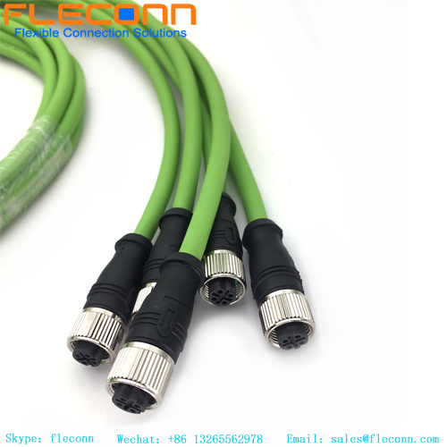 Network cable M12 4 pin D-coded to RJ45 plug Cable