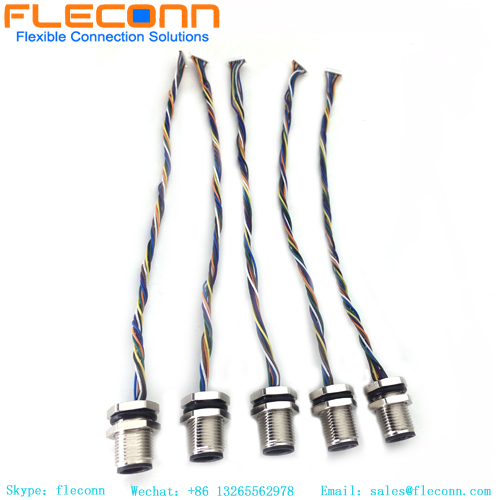 M12 8 Pos Male Panel Mount Connector Cable M12 8 Pos Male Panel Mount Connector Cable