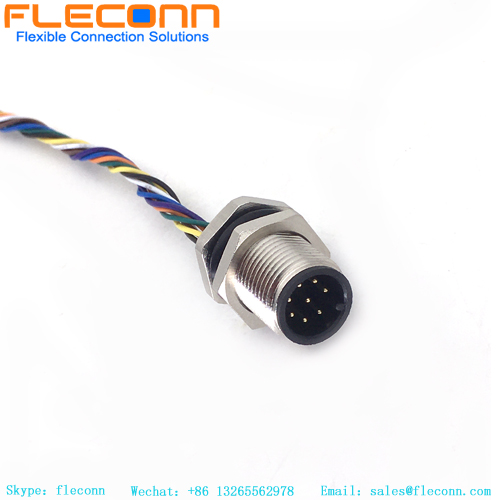 M12 8 Pole Front Fastened Connector With Molex Connector Cable M12 8 Pole Front Fastened Connector With Molex Connector Cable