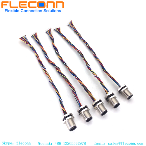 M12 12 Pin Male Panel Mount Connector With Molex 510211200 Connector Wire Harness