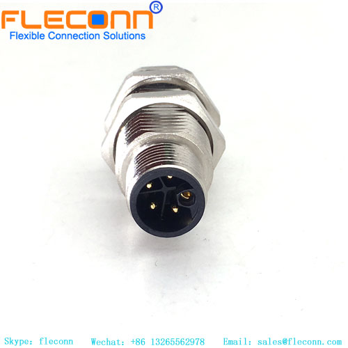 M12 5 Pin Male L Code Panel Mount Connector M12 5 Pin Male L Code Panel Mount Connector