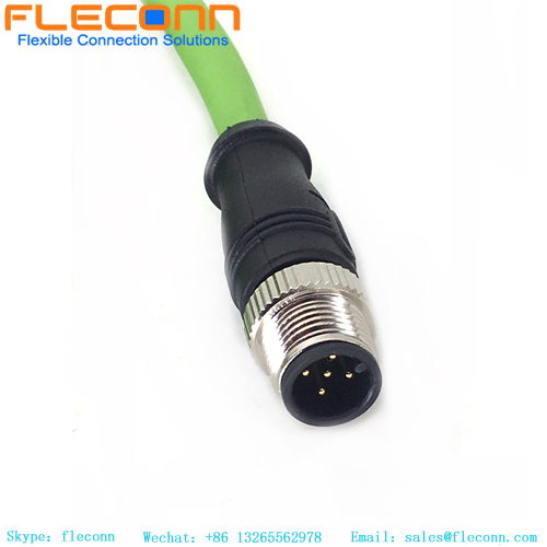 M12 5 Pin Male Connector Cable With Terminal