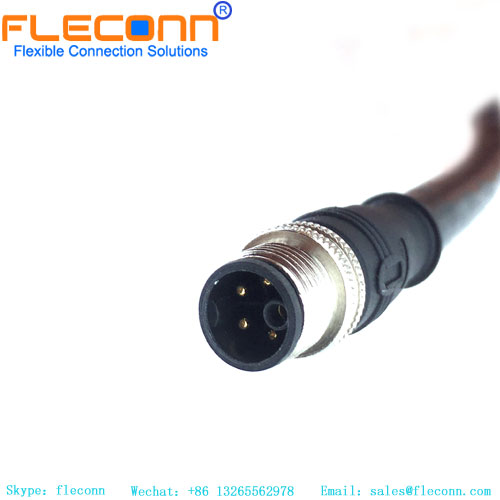 M12 K-Coded Connector 4+PE 5pin Male Molded Power Cable