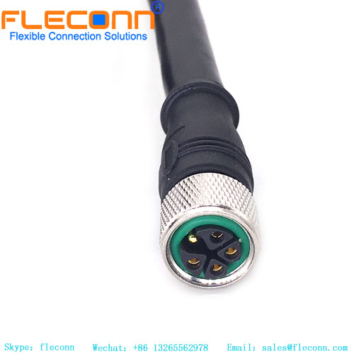 M12 K Code Connector 4+PE Female Molded Connector Cable