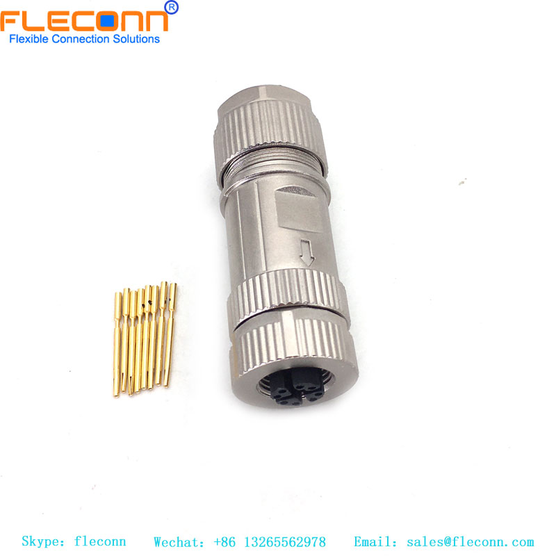 M12 8 Pos X-coded Female Gigabit Ethernet Female Connector