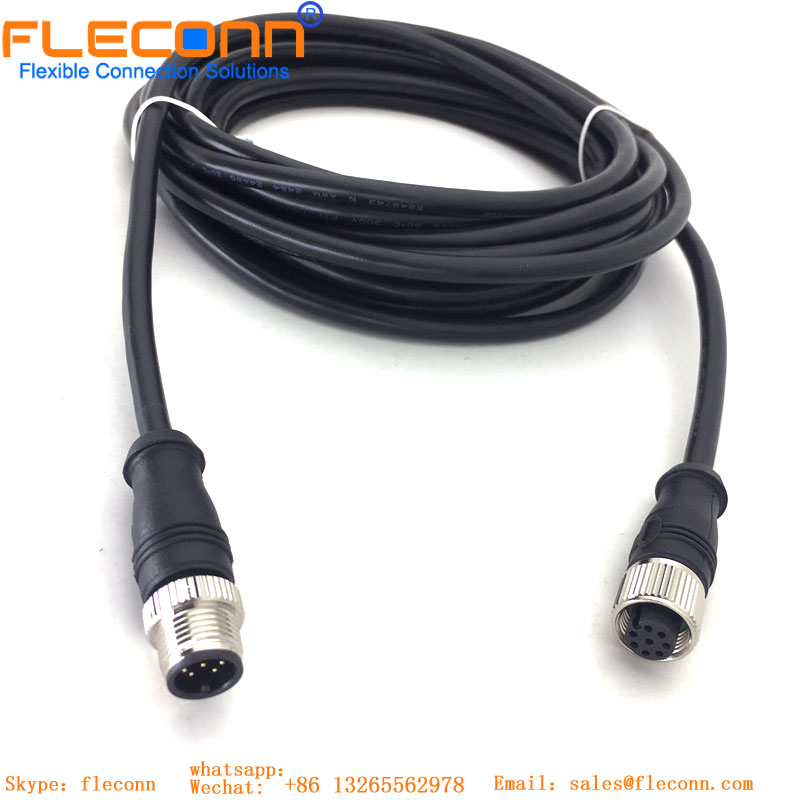 M12 8 Pin Male Cable, A-coding, IP67 IP68 Waterproof