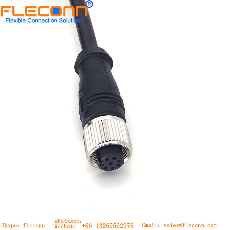 M12 Cable 8 Pin,A-coded Male To Female IP67 Waterproof Cordset