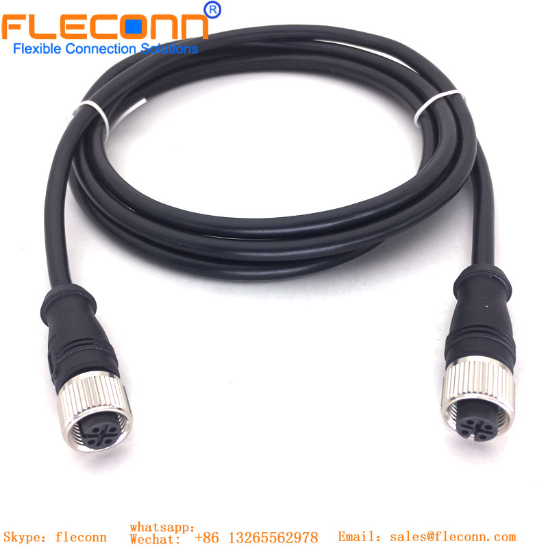 M12 Female Cable, 5 Pin Waterproof PUR Jacket Cable Assembly
