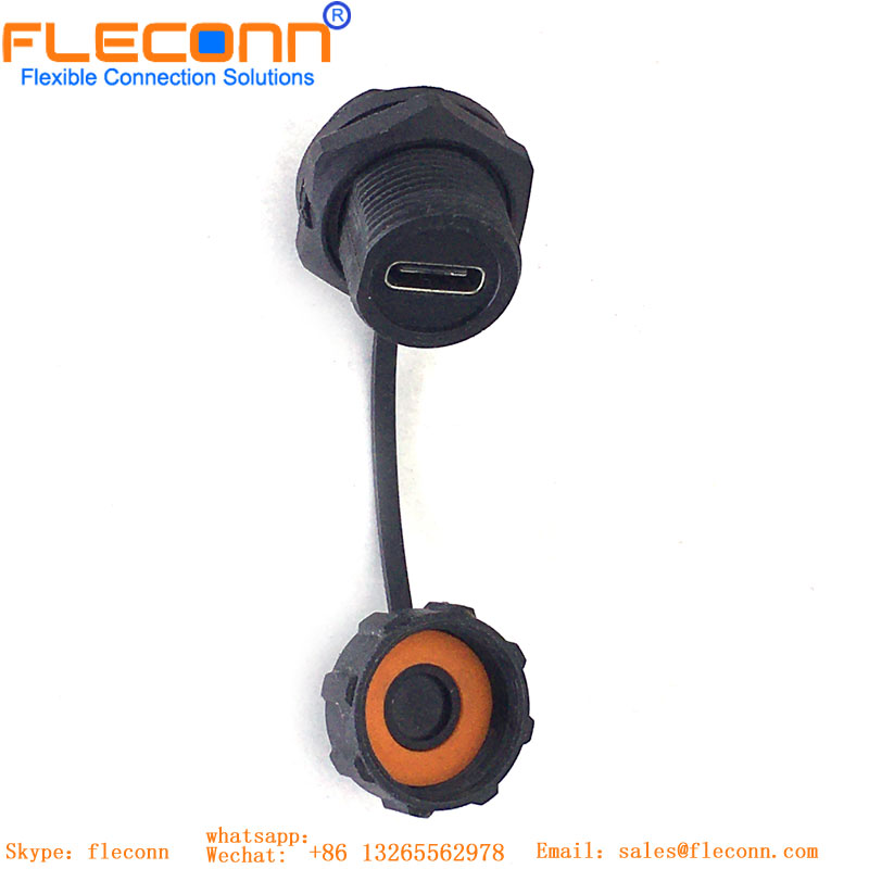 Waterproof USB C with board mount solder pins