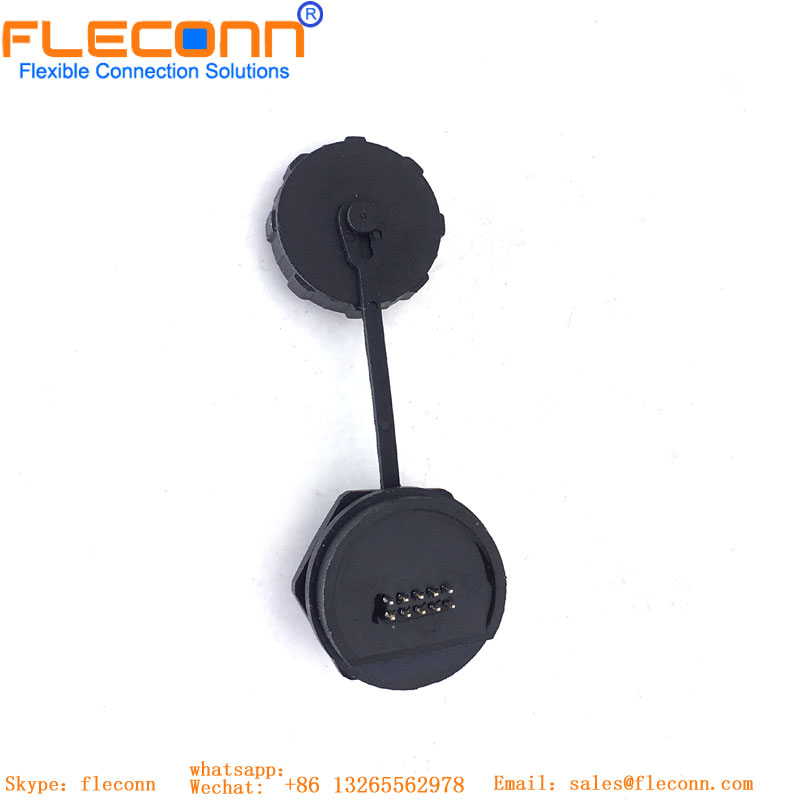 RJ45 round panel mount connector with dust cover RJ45 round panel mount connector with dust cover