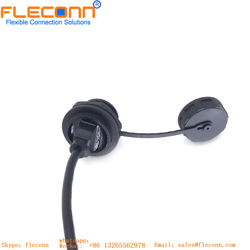 USB2.0 Female Back Mount Receptacle Overmolded Cable（Threaded）