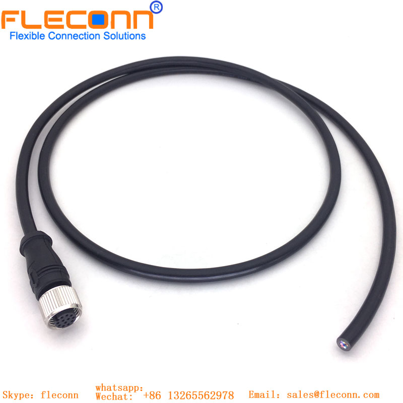 M12 12 Pin A-coded Female Connector Cable